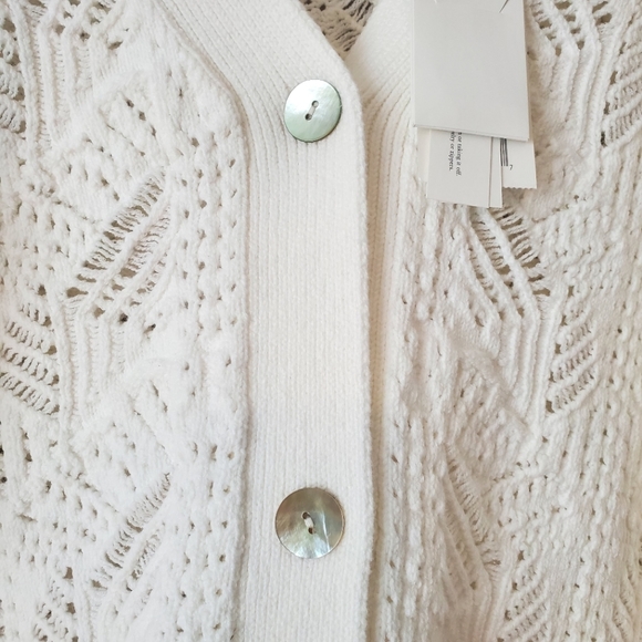 VINCE White Lace Stitch Cardigan Size Large - Picture 12 of 12